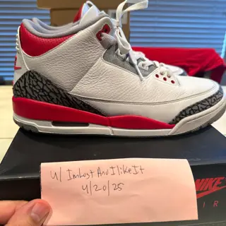 worn 2x Jordan 3 fire red size 11.5 $160 shipped