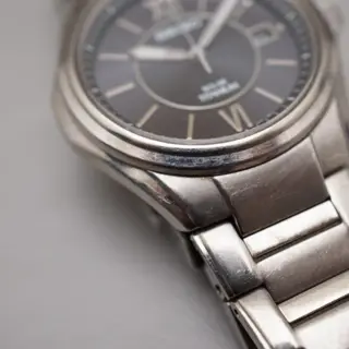 Seiko V145-0BA0 Dark Grey Dial Solar Quartz Titanium Case Bracelet JDM Watch - $95