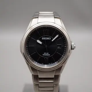 Seiko V145-0BA0 Dark Grey Dial Solar Quartz Titanium Case Bracelet JDM Watch - $95