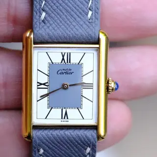 Vintage Cartier Tank Lesser Seen Gray & White Roman Dial w/ Matching Strap - $1775 SHIPPED