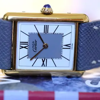 Vintage Cartier Tank Lesser Seen Gray & White Roman Dial w/ Matching Strap - $1775 SHIPPED