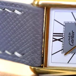 Vintage Cartier Tank Lesser Seen Gray & White Roman Dial w/ Matching Strap - $1775 SHIPPED
