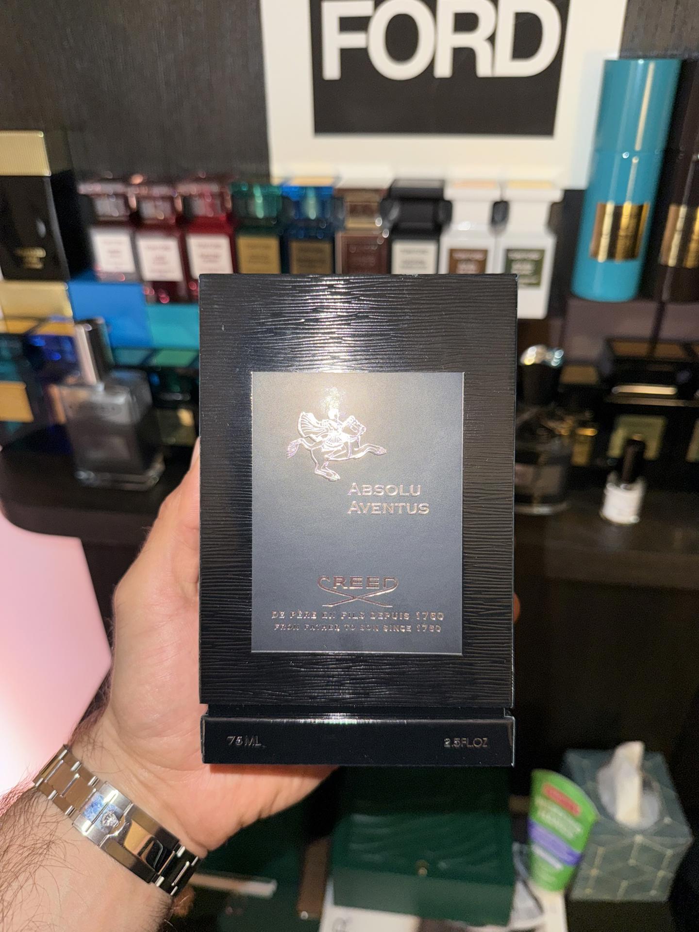 Creed Absolu Aventus, Creed Irisia, Tom Ford Beau De Jour (bottle)