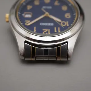 Seiko Spirit SBPN057 V145 Blue Dial Two Tone Solar Quartz Watch - $70