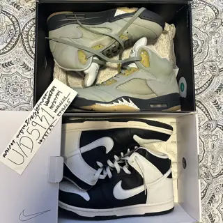 USED SZ 10 Dunk high by you & AJ5 Jade Horizon. $150 shipped for both. Both in great condition.