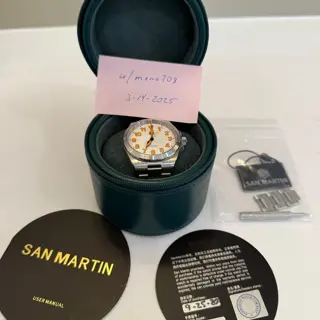 San Martin White Turbine Dial Pilot Watch 40mm | SN0132G-1 | Like New