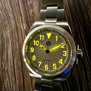 San Martin White Turbine Dial Pilot Watch 40mm | SN0132G-1 | Like New