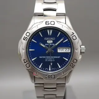 Seiko 5 Sports SNZ315 7S36 Blue Dial 100M Automatic Watch - $120