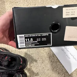 size 11.5 Nike Air Max 97 Undefeated. Lightly worn in OG box $200 invoiced/shipped
