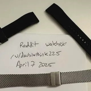 19mm Barton Black Rubber Strap + Silver MiLTAT Milanese Mesh Steel Bracelet