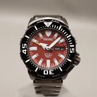 Seiko SZEN007 7S26-03G0 Red Night Monster Black Ion Plated Automatic Watch - $350