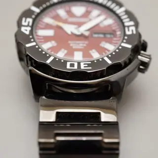 Seiko SZEN007 7S26-03G0 Red Night Monster Black Ion Plated Automatic Watch - $350