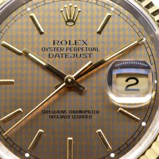1994 Rolex Datejust 36mm 18K & Steel Houndstooth Dial 16233 with Box & Manual