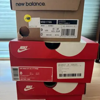 NB 991, Air Max 97, Dunk low retro