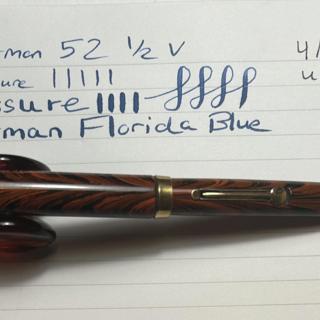 Waterman 52 1/2 V Red Ripple Fountain Pen With #2 Semiflex Nib