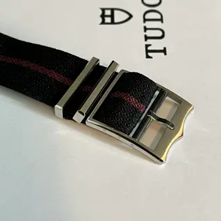 22mm Authentic Tudor NATO Strap - Black w/ Burgundy Stripe