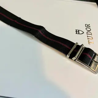 22mm Authentic Tudor NATO Strap - Black w/ Burgundy Stripe