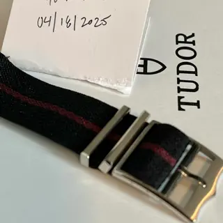 22mm Authentic Tudor NATO Strap - Black w/ Burgundy Stripe