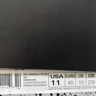 Jordan 5 Reimagined Black Metallic US11 $450 Australia