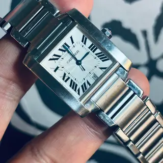 ***Cartier Tank ***Cartier Stainless Automatic TANK FRANÇAISE Watch Model 2302 Box And Papers 🔥