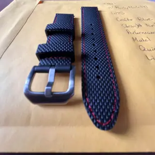 Crafter Blue 20mm FKM Strap UX05 Black w/ Red Stitching - 30 bucks shipped US!