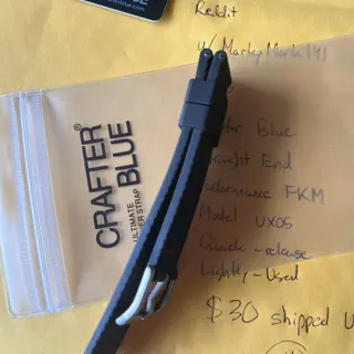 Crafter Blue 20mm FKM Strap UX05 Black w/ Red Stitching - 30 bucks shipped US!