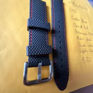 Crafter Blue 20mm FKM Strap UX05 Black w/ Red Stitching - 30 bucks shipped US!