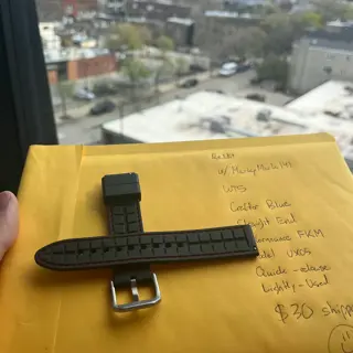 Crafter Blue 20mm FKM Strap UX05 Black w/ Red Stitching - 30 bucks shipped US!