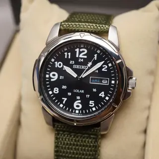 New Seiko Spirit SBPX025 V158 Dark Grey Dial JDM Solar Quartz Field Watch - $175