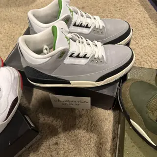 Jordan 3-4 size 10.5. Jordan 3 Chlorophyll, Jordan 4 Flight Nostalgia, Jordan 4 Craft Medium Olive. $300 shipped and invoiced for all.