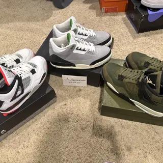 Jordan 3-4 size 10.5. Jordan 3 Chlorophyll, Jordan 4 Flight Nostalgia, Jordan 4 Craft Medium Olive. $300 shipped and invoiced for all.