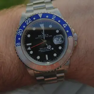 2002 Rolex GMT Master II Pepsi Watch Only 40mm Faded Bezel Insert
