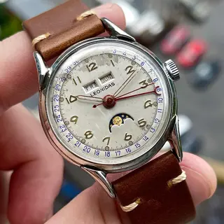 🔥 Vintage Leonidas Triple Calendar MoonPhase Watch Swiss Hand-Wind 40s , $999 SHIPPED !!! 🔥