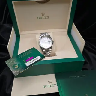 Rolex Datejust 41mm Silver Dial with White Gold Bezel, 126334 2021 w/ box/card