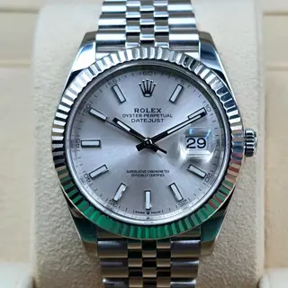 Rolex Datejust 41mm Silver Dial with White Gold Bezel, 126334 2021 w/ box/card