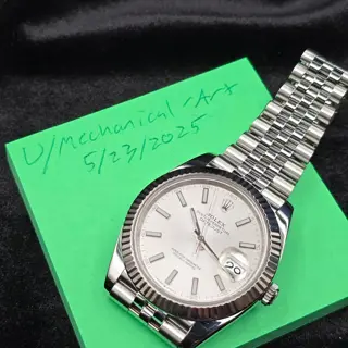 Rolex Datejust 41mm Silver Dial with White Gold Bezel, 126334 2021 w/ box/card