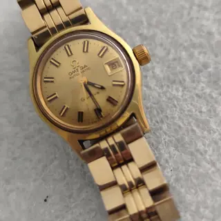 Vintage OMEGA Geneve 566021 Cal.681 Automatic Gold Plated Date Ladies Watch $350
