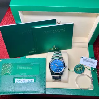2020 Rolex Oyster Perpetual 126000 Blue Dial with Box and Papers