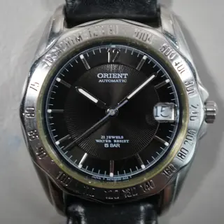 Orient 597704-60 CS Black Dial 5 Bar Tachymeter Automatic Watch - $80