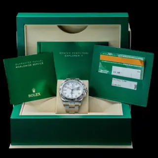Rolex Explorer II 216570 Polar White Silver Oyster Full Set - $9,195