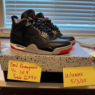 Jordan 4 Bred Reimagined SZ 9 for SZ 9.5