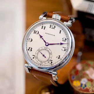 Hamilton conversion from 1929 with original plum hands and pocket watch case