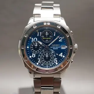 Unworn NOS Seiko SKS043P1 V657 Blue Dial Quartz Chronograph Watch - $110