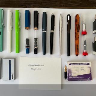 Mixed bag! TWBI Eco, LAMY Al-Star, LAMY Safari, Platinum, LAMY rollerball, plus Inks and Nibs