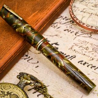 Gorgeous Vintage Waterman 3V green-red marbled Cellulose Full Flex 14c gold nib