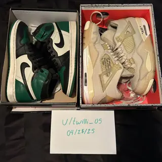 Off White AJ4 & Pine Green AJ1 $125-$500 Size 8.5-9