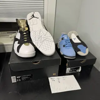 Jordan 4 university blues Sz 12C $120 Jordan 7 champions Sz 10.5 $200