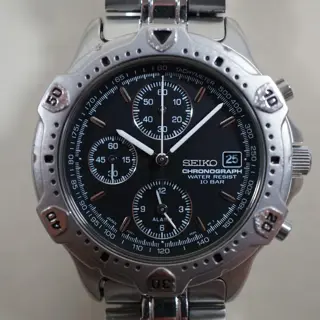 Seiko SBDP013 7T62 Black Dial "Speedmaster" Quartz Chronograph - $110