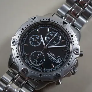 Seiko SBDP013 7T62 Black Dial "Speedmaster" Quartz Chronograph - $110