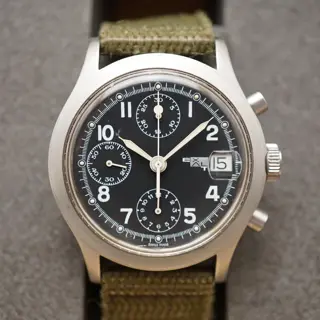 Vintage Exalt 776.101 ETA 7760 Black Dial Swiss Automatic Chronograph Watch - $620